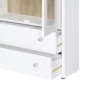 Vitrine Moderne en Bois Noir avec Porte Vitrée, 2 Tiroirs et 5+ Étagères - <span class=keywords><strong>Meuble</strong></span> Écologique pour Salon et Hôtel DR576 - Product Image 6