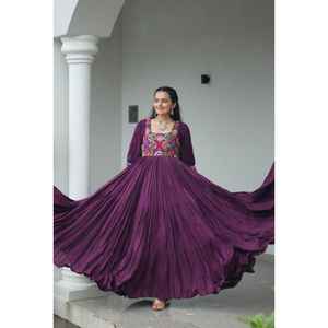 <b>Presents</b> this Stunning Beautiful Digital Printed Ethnic Wear Fully Flaired Gown Set Collection Half INNER Attached Heavy Crepe - Product Image 1