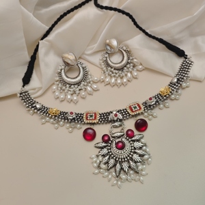 Premium SAMIKSHA Fusion Jewelry <b>Set</b> Necklace & <b>Earrings</b> | High Grade Finish | Indian Supplier Direct - Product Image 3
