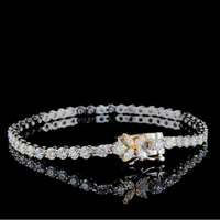 Pulsera de Pareja Moderna Vala Brothers B-4, Joyería Fina, Chapada en Oro Blanco de 14K, Ajustable, con Diamante Cultivado en Laboratorio