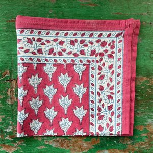 Organic Indian Cotton Square Bandana <b>Scarf</b> Foulard Neckerchief Necktie Face Mask Hijab Handmade Vintage Flower Breathable - Product Image 2