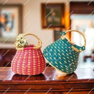 Colorful Mini Indoor Planter Reusable Rattan Table Top Flower <b>Pots</b> Handicraft Bamboo <b>for</b> Living Room Home Decor - Product Image 6