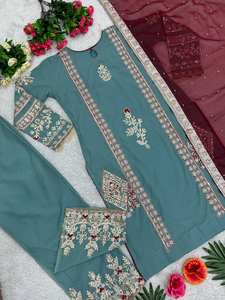 La última nueva colección de ropa de mujer de diseñador con puntada China pesada y trabajo manual elegante en tela de organza Tubby pesada - Product Image 4