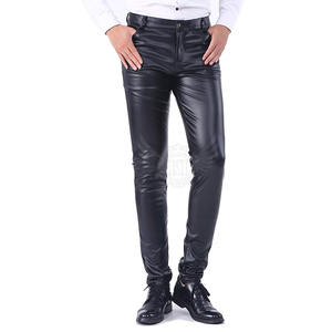 Vêtements décontractés de haute qualité, pantalons en cuir pour hommes, couleur unie, pantalons en cuir pour hommes Streetwear les plus vendus - Product Image 1