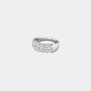 1.55CTW Round Cut Cluster Set Double Row <b>Statement</b> <b>Ring</b> - Product Image 2
