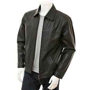 Chaqueta de Motociclista Clásica de Piel de Vaca para Primavera, Estilo Casual para Hombre, Ajuste Holgado, Cierre Completo, Ecológica, Antibacteriana e Impermeable - Product Image 1