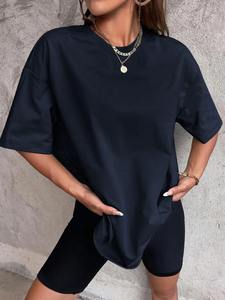 T-shirts pour femmes, unis, simples, décontractés, coupe ajustée, manches courtes, polyvalents, pour jeunes filles, streetwear, vêtements esthétiques - Product Image 4