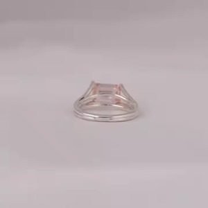 Bague solitaire en diamant cultivé en laboratoire certifié 2.35 CT rose taille émeraude en serti d'or massif 14KT pour bague de fiançailles pour filles - Product Image 5