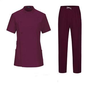 Conjuntos de Uniformes Médicos Antiarrugas Color Morado Personalizados, Conjuntos de Uniformes de Enfermería Lavables, Trajes Médicos con Pantalones de Corte Recto - Product Image 2