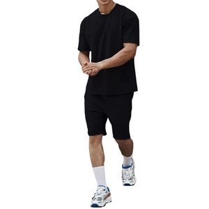 OEM nueva última moda hombres ropa de gimnasio de alta calidad 2025 305 gramos de peso pesado High Street estampado 100% algodón 2 piezas conjunto para los hombres - Product Image 3