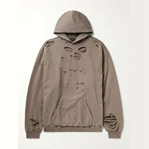 Haute qualité 100% coton lavé à l'acide à capuche séchage rapide respirant en détresse brodé hiver classique nouveau teint uni - Product Image 6