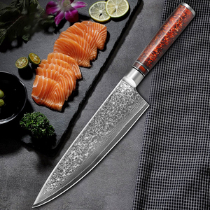 Venta al por mayor pedidos a granel personalizados OEM ODM servicio profesional japonés Damasco acero cocina Chef cuchillo con mango de resina roja - Product Image 6