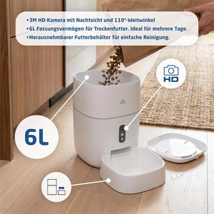 Distributore automatico di cibo - 6 litri - Telecamera 3MP, WiFi e app - Programmazione programmabile dei pasti, trasmissione audio bidirezionale - Product Image 6