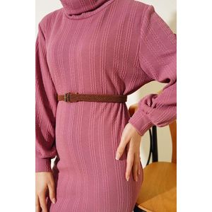 Robe ceinturée à col roulé Dusty Rose - Product Image 1