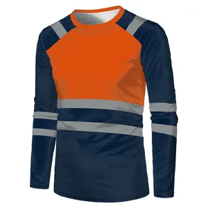 Sweat-shirt de sécurité réfléchissant haute visibilité pour hommes, respirant, séchage rapide, vêtements de travail d'été légers - Product Image 4