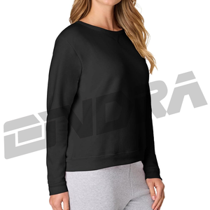 Sudadera negra para mujer, transpirable, cómoda, de tela suave, corte holgado, para uso diario, estilo urbano, acogedora, moderna, para otoño e invierno - Product Image 2