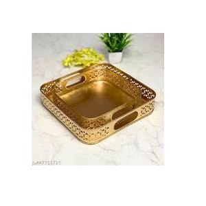 Bandeja de Servir de Madera Hecha a Mano de Diseño Moderno con Marco de Hierro Metálico Incorporado y Asas - Product Image 4