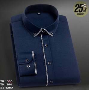 Chemise décontractée à manches longues 100% coton pour hommes avec logo personnalisé robe formelle d'automne à bas prix - Product Image 5