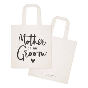 Solid Color Wedding Cotton Canvas Tote Bag Open Closure for Mother of the Groom - Product Image 2