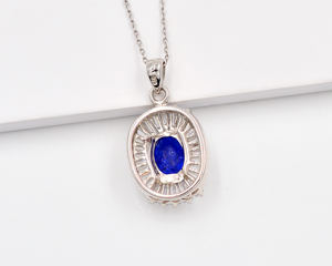 Collier pendentif en argent sterling 925 pour femme avec pierre précieuse ovale tanzanite naturelle 10x8 MM pour les occasions cadeaux - Product Image 4