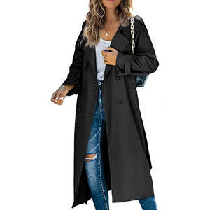 Gabardina de lana para invierno y otoño para mujer, chaqueta cortavientos informal para mujer con cinturón de estilo largo, abrigo antipolvo de moda para mujer - Product Image 5