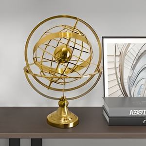 Globe en aluminium moulé à la main couleur or pour la maison Table bureau ornements cadeau de noël bureau et décoration de la maison - Product Image 5