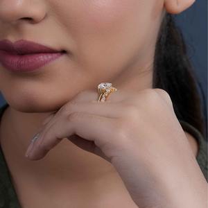 Ensemble de bagues de mariage classiques en diamant de laboratoire certifié IGI, taille coussin, VVS, avec or massif 14 carats, bijoux fins à bas prix - Product Image 3