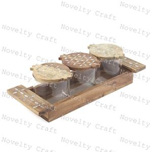 Bandeja para servir chocolate de madera y nácar, diseño más nuevo, forma personalizada, tamaño Ans, bandeja para aperitivos de postre de Color marrón - Product Image 1