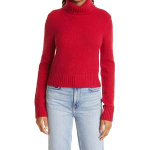 RE/DONE Maglione da Donna alla Moda in Misto Lana, Slim Fit, Collo Alto, Traspirante, Casual, con Decorazione a Bottoni, Lavorato a Maglia, Invernale, Colore Rosso - Product Image 4