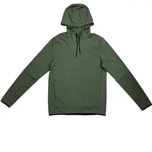 Casual Heavy Weight Rayon Ponte Knit <b>Hoodie</b> with Zipper and Binding Hem Sweatshirt - Product Image 1