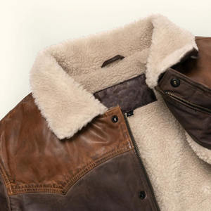 RIVIAN ATLANTIC Chaqueta de invierno informal para hombre de cuero genuino con cuello vuelto y decoración de piel ODM Supply Venta caliente - Product Image 4