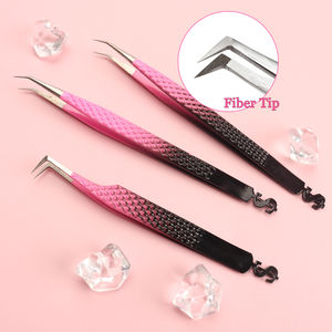 Pince à épiler pour extensions de cils en fibre dorée, volume, acier inoxydable avec poignée, nouveau modèle pour extensions de cils - Product Image 6