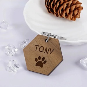 Venta al por mayor gato perro cachorro gatito collar de identificación de madera etiquetas al por mayor de madera ID etiqueta de nombre para collares de mascotas - Product Image 3