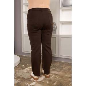 Pantalon en tricot à jambes droites taille plus, marron - Product Image 5