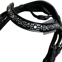 En gros ADIBA OVERSEAS Bridon de cheval en cuir noir de haute qualité avec frontale et muserolle à strass thermocollés, confortable et durable
