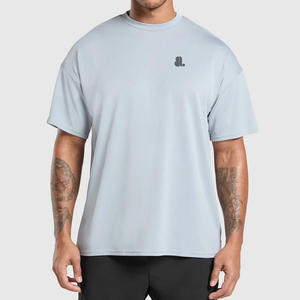 T-shirt pour homme en coton et fibre de bambou de haute qualité, couleur unie, surdimensionné, lourd, vintage, taille plus, respirant, vierge - Product Image 1