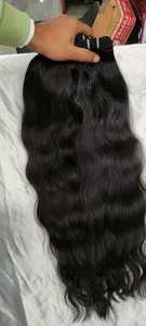 Extensions de cheveux humains Remy indiens de haute qualité en vrac souple avec des styles de vague d'eau droits soyeux à Double extrémités dessinées - Product Image 2