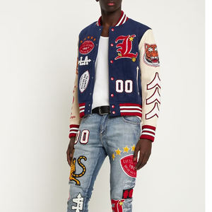 แจ็กเก็ตหนังสำหรับผู้ชายเสื้อแจ็กเก็ตเลตเทอร์แมนแขนเสื้อแบบปัก - Product Image 2