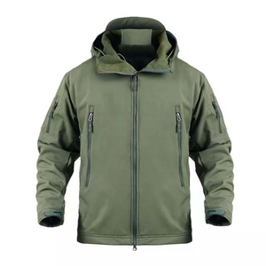 Vêtement en gros de couleur unie, veste softshell décontractée imperméable et coupe-vent personnalisée, fermeture éclair avec poche latérale - Product Image 4