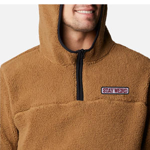 2025 Custom Color Block Stand Collar 1/4 Zip Half Quarter Zip Pullover <b>Sherpa</b> Fleece Sweatshirt HALH ZIP UP <b>HOODIE</b> for <b>Men</b> - Product Image 4
