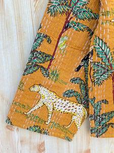 Chaqueta de invierno bohemia de moda, abrigo de estilo Kimono Kantha de jungla amarilla, abrigo frontal abierto, regalo para los seres queridos, chaqueta con estampado de animales - Product Image 3