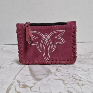 Hecho a mano de cuero genuino Multicolor cosido lateral cierre de cremallera gran capacidad sobre dinero bolsa bolsos de mano tarjetero monedero - Product Image 2