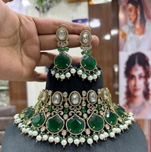 Attractive Premium Quality Gold Plated Kundan <b>Pearls</b> Look <b>Necklace</b> <b>Set</b> With Earrings Tikka for Wedding Wear Collection For Women - Product Image 1