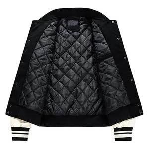 Chaqueta universitaria de lona de gran tamaño personalizable Botón a presión Patrón de letras vintage Múltiples colores para la ropa del equipo escolar Invierno - Product Image 4