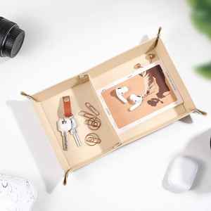 Elegante bandeja de cuero PU con parte inferior de cojín de terciopelo Color personalizado, MANGO y tamaño para servir regalos de frutas secas - Product Image 5