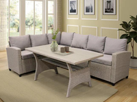 Ensemble de salle à manger moderne JULEMIND avec 2 chaises, 1 banc, en rotin, pour usage commercial extérieur, mobilier de restaurant haut de gamme PLW