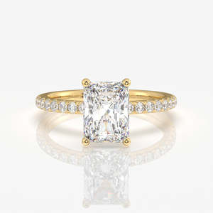 Radiant Cut Lab Grown Diamond <b>Set</b> in 9K <b>Gold</b> Pave <b>Ring</b> - Product Image 1