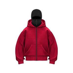 Sudadera con Capucha Personalizada de Doble Capa para Hombre, Pasamontañas Ninja de Forro Polar con Cremallera, Máscara, Peso Pesado, Bordada, Otoño-Invierno, Talla Grande - Product Image 4