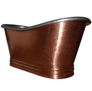 <b>Bath</b> Tub Copper Finished Price Indian Handcrafted Double Slipper Pedestal Type - Product Image 1