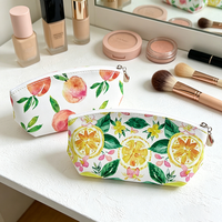 Pochette souple à fermeture éclair imprimée sur mesure et durable pour petit sac à cosmétiques unisexe en cuir PU à motif de fruits tropicaux
